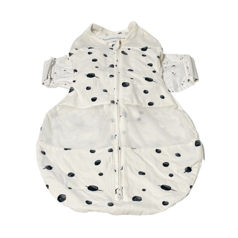 Happiest Baby SNOO Sleep Sack Swaddle Sz S 100% Organic Cotton White Planets